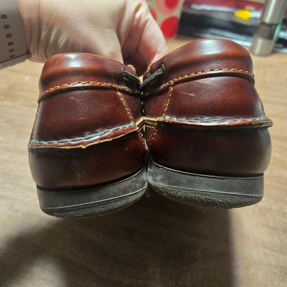 Minnetonka Moccasin Mens Brown Leather Boat Shoes‎ Lace Up Loafers Nautical 10.5